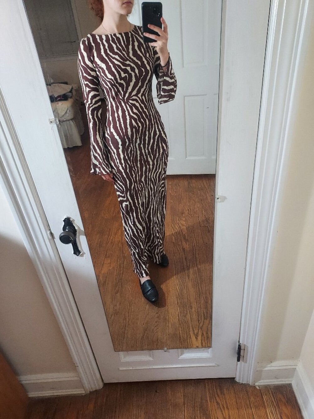 Realisation Par Brown Zebra Animal The Gia Maxi Silk Dress
